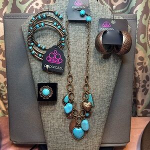 4 piece paparazzi fashion fix set simply Santa Fe. Copper/turquoise.
